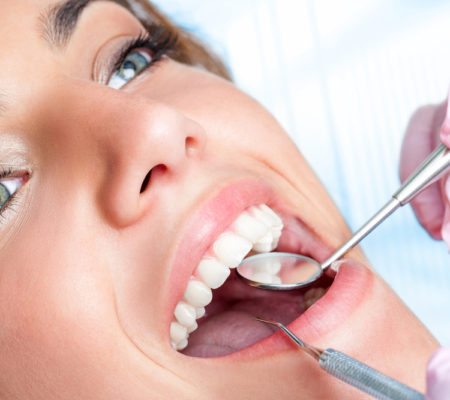 Close up of a woman having a dental check-up