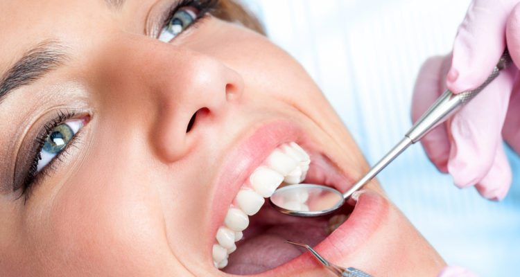 Close up of a woman having a dental check-up